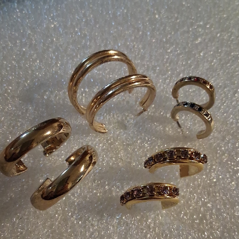 Gold-Tone Hoop and Crystal Earring Set